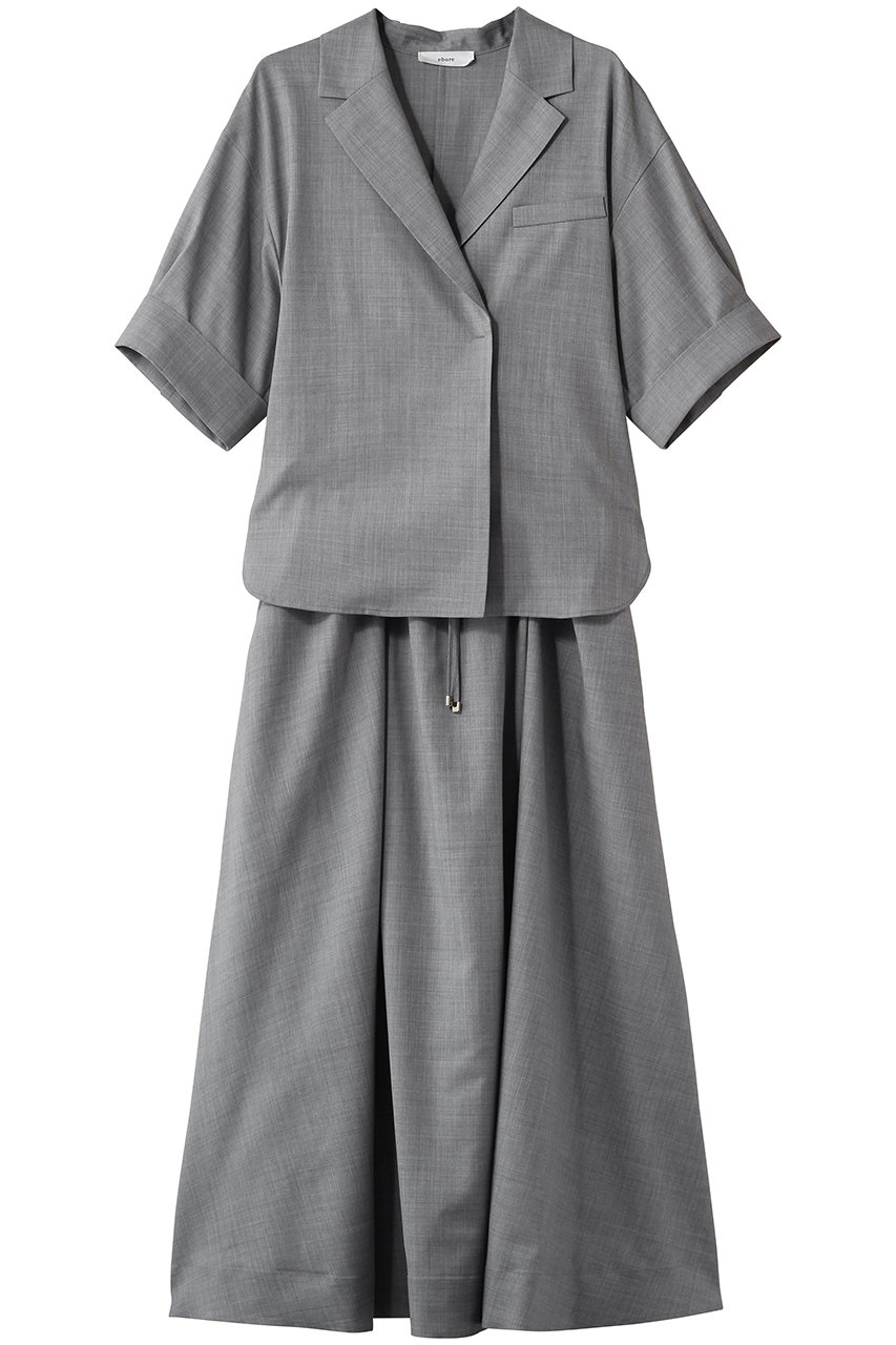 エブール/ebureの【2/13 0:00販売開始】ドライトロピカル テーラードカラーワンピース(グレー/4310300271/26SSOP06)