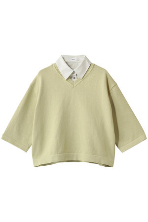 エブール/ebureの【2/13 0:00販売開始】ソフトコットンコード シャツレイヤードニットプルオーバー(110300/110301)