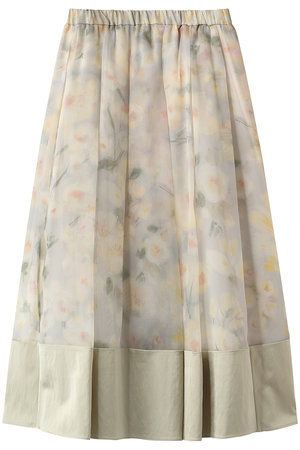 エブール/ebureの【3/6 0:00販売開始】フラワープリントオーガンジー イージーギャザースカート(110700/110702)