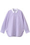 【3/6 0:00販売開始】コットンリネンストライプ クレリックシャツ エブール/ebure ライトパープル