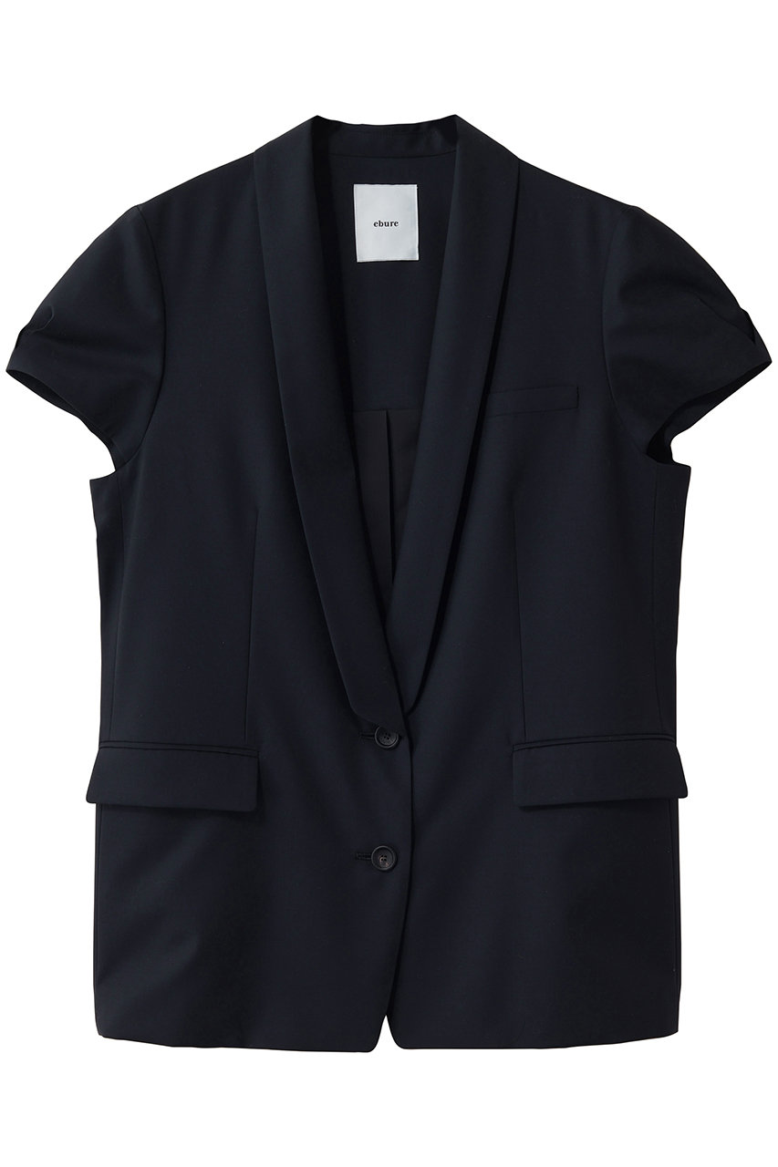エブール/ebureのライトトロピカルウール キャップスリーブジャケット(ネイビー/4310400168/26SSJK11)