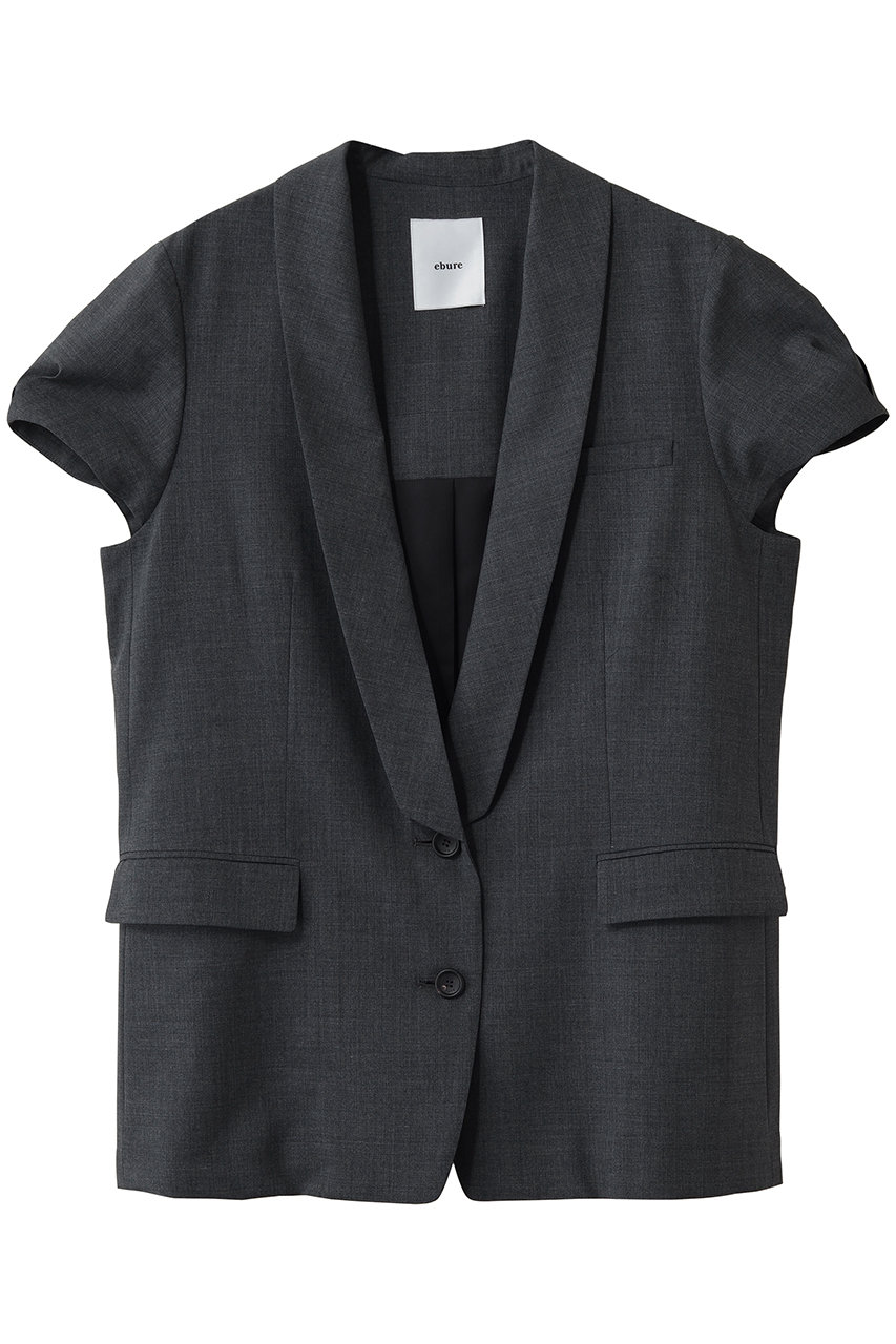 エブール/ebureの【3/6 0:00販売開始】ライトトロピカルウール キャップスリーブジャケット(チャコールグレー/4310400168/26SSJK11)