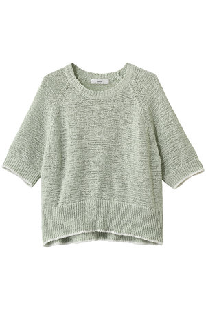 エブール/ebureの【3/6 0:00販売開始】ナチュラルテープニット 半袖リブニットプルオーバー(110300/110301)