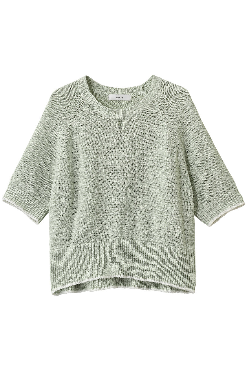 エブール/ebureの【3/6 0:00販売開始】ナチュラルテープニット 半袖リブニットプルオーバー(ライトグリーン/4310800201/26SSKT19)
