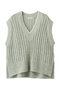 【3/6 0:00販売開始】ナチュラルテープニット Vネックリブニットベスト エブール/ebure ライトグリーン