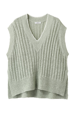 エブール/ebureの【3/6 0:00販売開始】ナチュラルテープニット Vネックリブニットベスト(110300/110301)