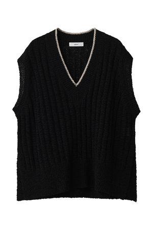 エブール/ebureの【3/6 0:00販売開始】ナチュラルテープニット Vネックリブニットベスト(110300/110301)