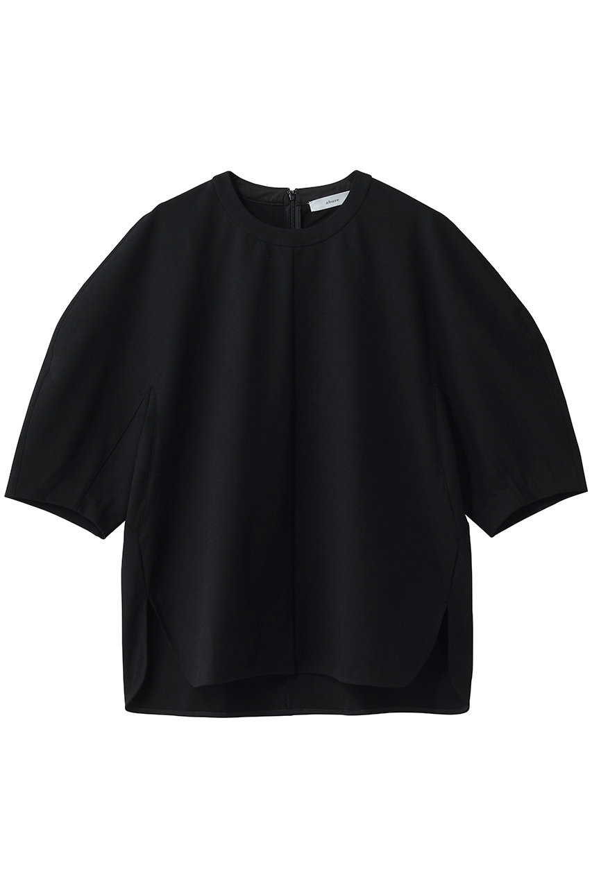 エブール/ebureのソフトツイストポンチ ボリュームスリーブカットソー(ブラック/4310900481/26SSCS04)