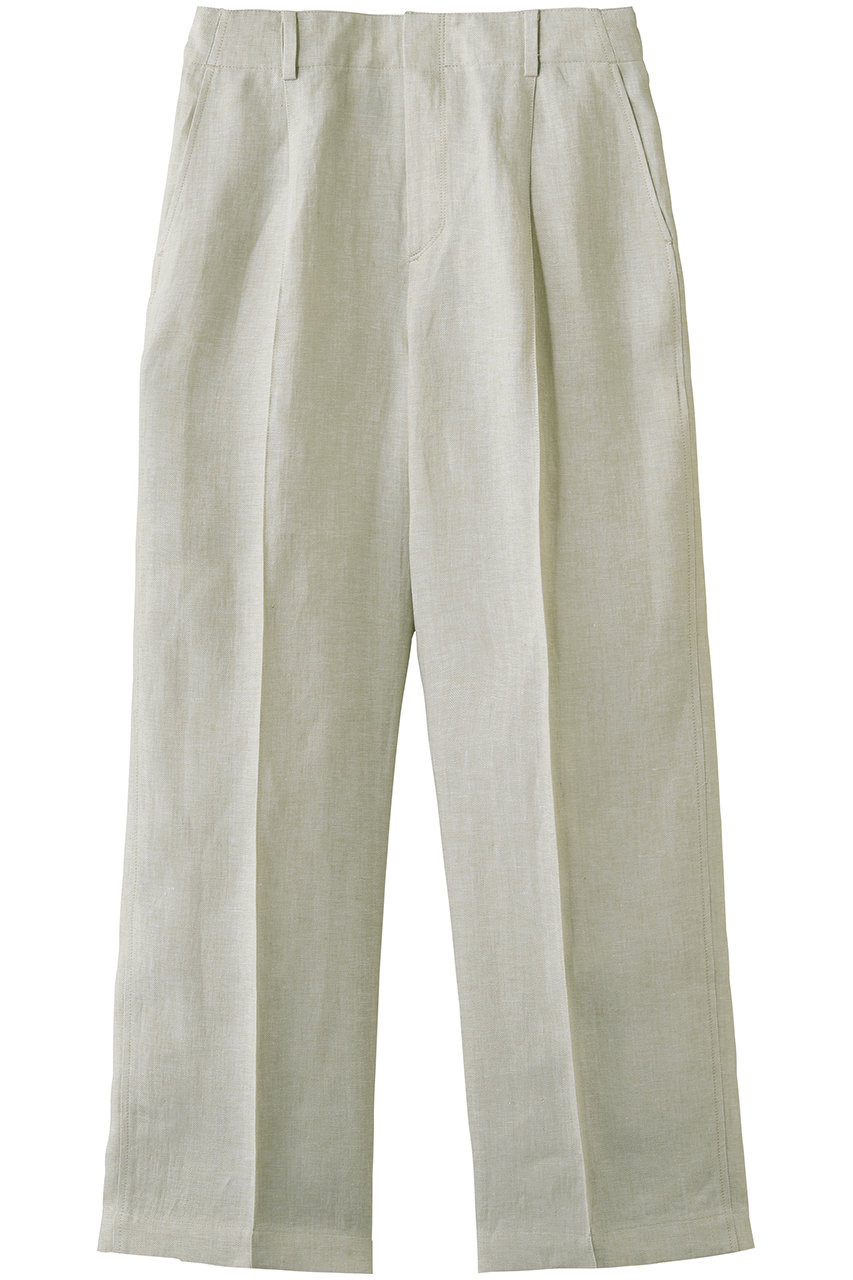 エブール/ebureの【予約販売】ピュアリネンヘリンボーン ベルテッドワイドパンツ(ライトグリーン/4310600610/26SSPT13)