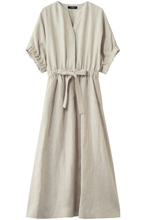 エブール/ebureの【予約販売】ピュアリネンヘリンボーン ギャザースリーブワンピース(110500/110502)