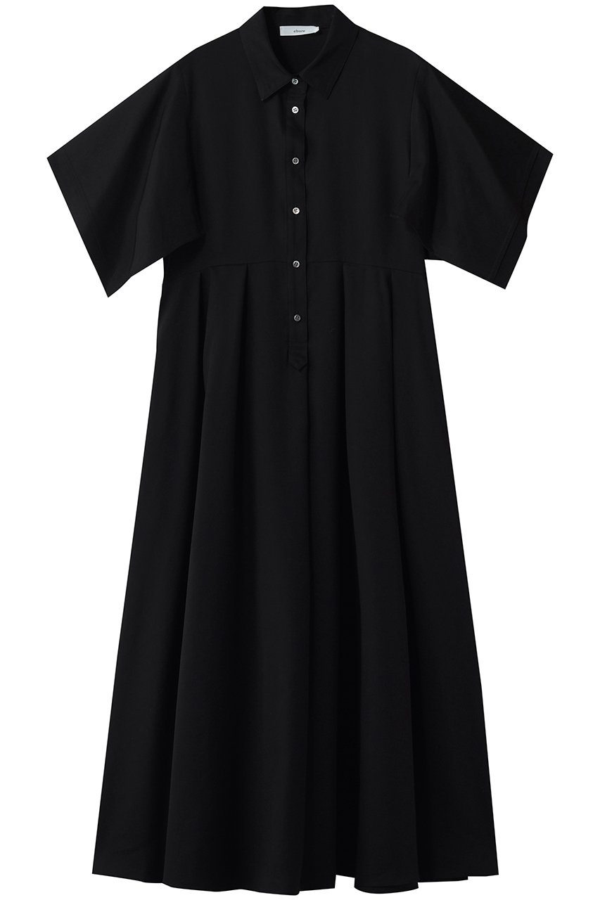 エブール/ebureの【予約販売】リネンアセテート ハンカチーフスリーブワンピース(ブラック/4310300289/26SSOP11)