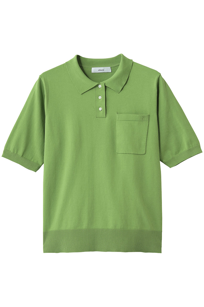 エブール/ebureの【予約販売】ハイクラスコンパクトコットン ポロカラーニットトップス(グリーン/4310800211/26SSKT22)