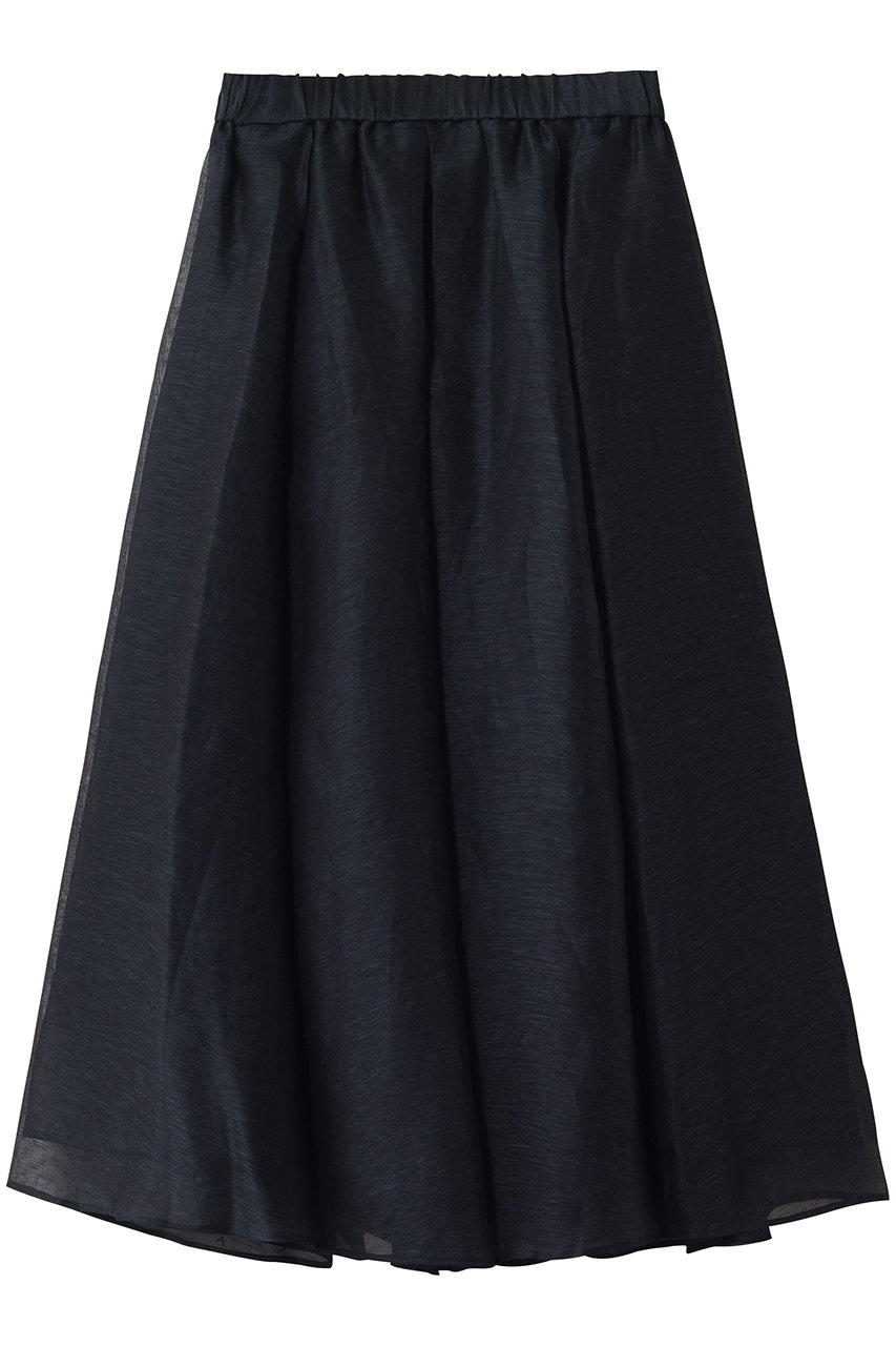 エブール/ebureのリネンシルクシアー オーガンジータックフレアスカート(ネイビー/4310500223/26SSSK17)