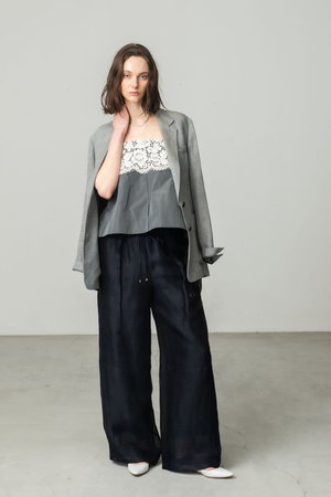 エブール/ebureのリネンシルクシアー オーガンジーイージーパンツ(110600/110601)