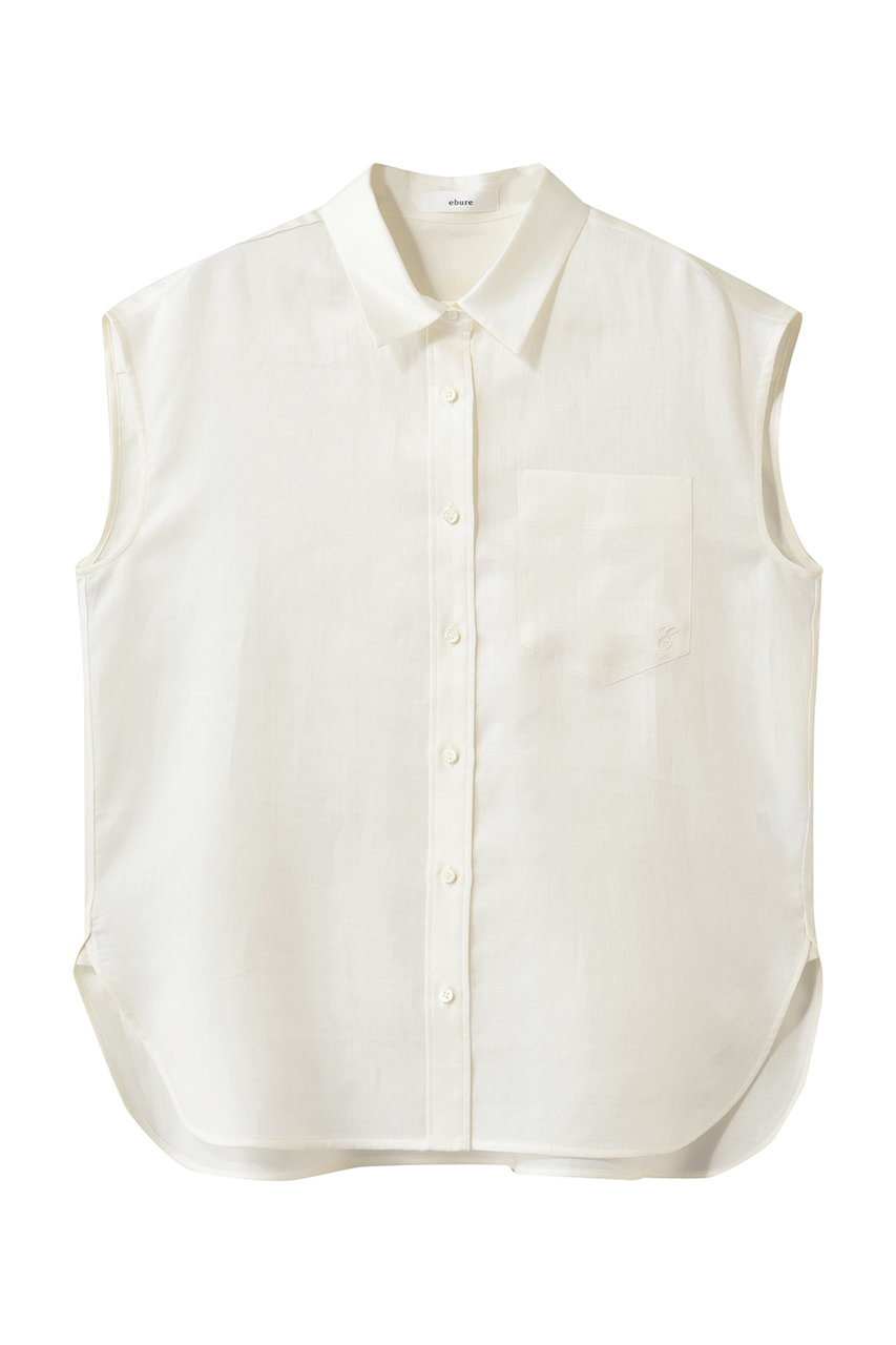 エブール/ebureの【予約販売】ラミーサテン ノースリーブシャツ(オフホワイト/4310700619/26SSBL23)