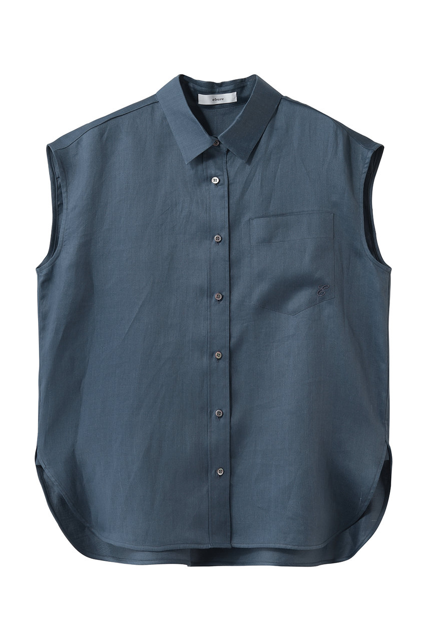 エブール/ebureの【予約販売】ラミーサテン ノースリーブシャツ(ブルー/4310700619/26SSBL23)