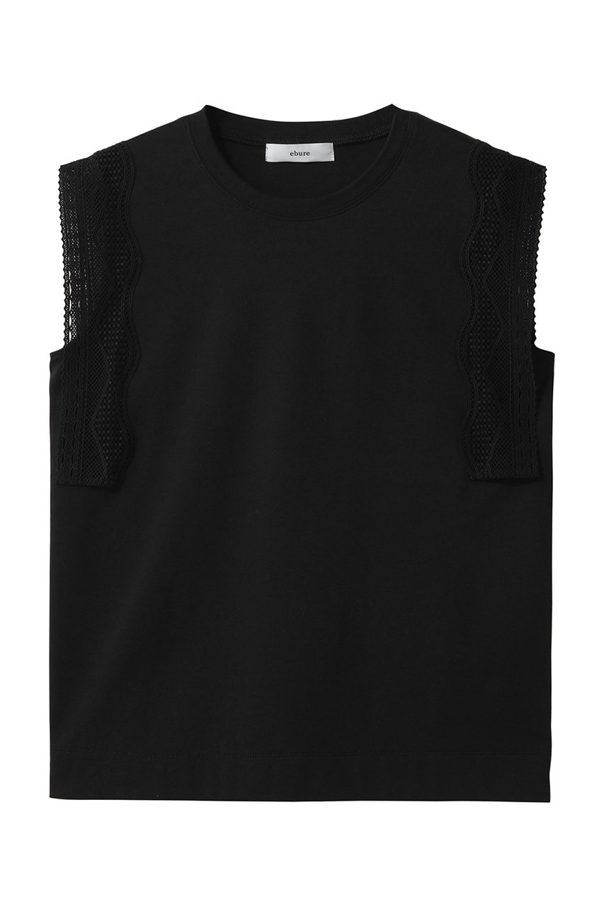 エブール/ebureのインコンバージョンレース デザインスリーブカットソー(ブラック/4310900695/26SSCS16)