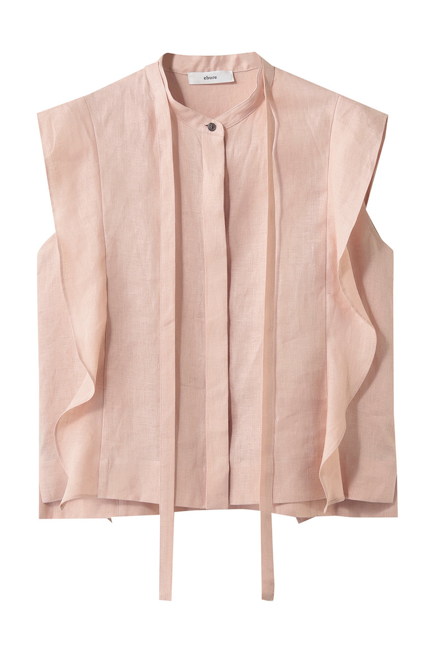 エブール/ebureの【予約販売】ボタニカルリネン ボウタイショートブラウス(ライトピンク/4310700622/26SSBL20)