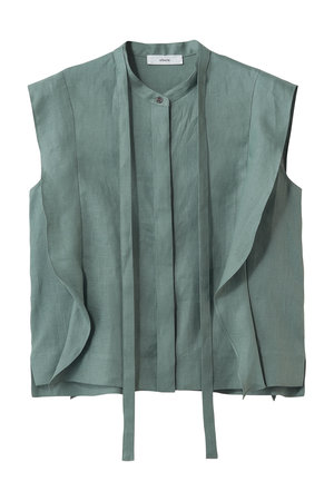 エブール/ebureの【予約販売】ボタニカルリネン ボウタイショートブラウス(110400/110401)