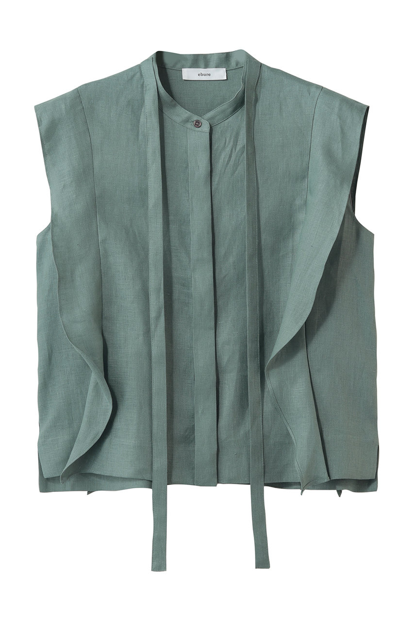 エブール/ebureの【予約販売】ボタニカルリネン ボウタイショートブラウス(ライトグリーン/4310700622/26SSBL20)