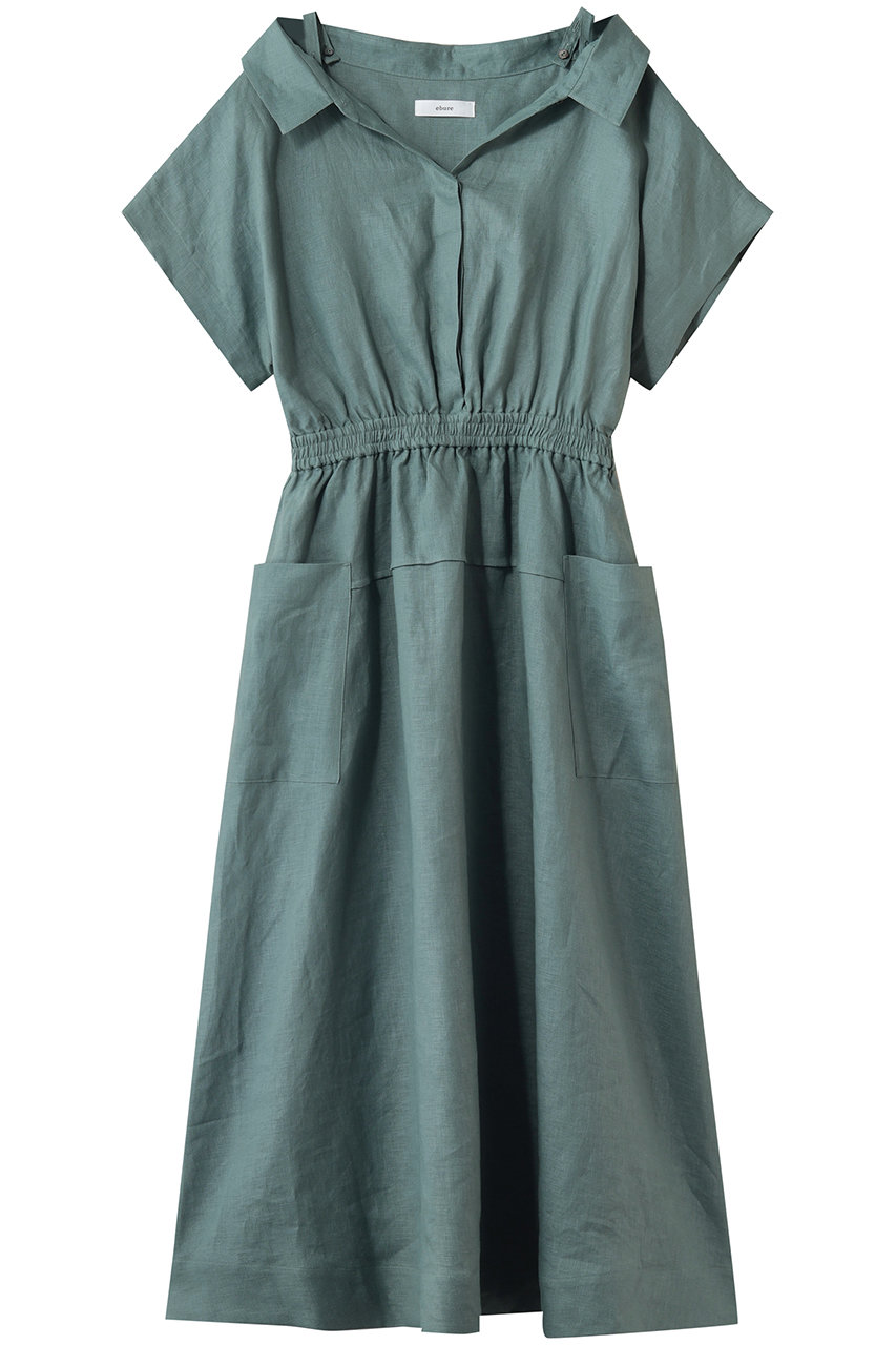 エブール/ebureの【予約販売】ボタニカルリネン シャツワンピース(ライトグリーン/4310300320/26SSOP18)