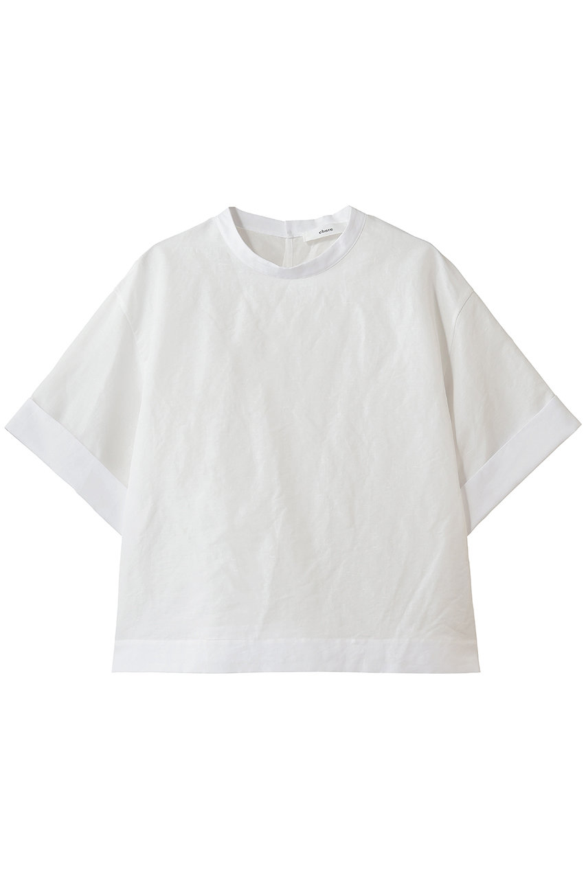 エブール/ebureの【5/15 0:00販売開始】リネンコットンタイプライター ショートTブラウス(ホワイト/4310700676/26SSBL26)