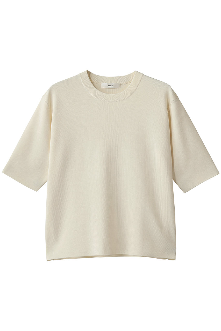 エブール/ebureのシルクコットンタイトテンション クルーネックニットTシャツ(ホワイト/4410800204/26FWKT10)