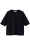 シルクコットンタイトテンション クルーネックニットTシャツ エブール/ebure ネイビー