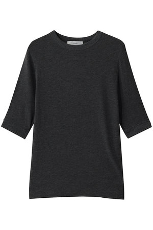 エブール/ebureのシアーコットンヴィスコース 5分袖クルーネックカットソー(110100/110102)