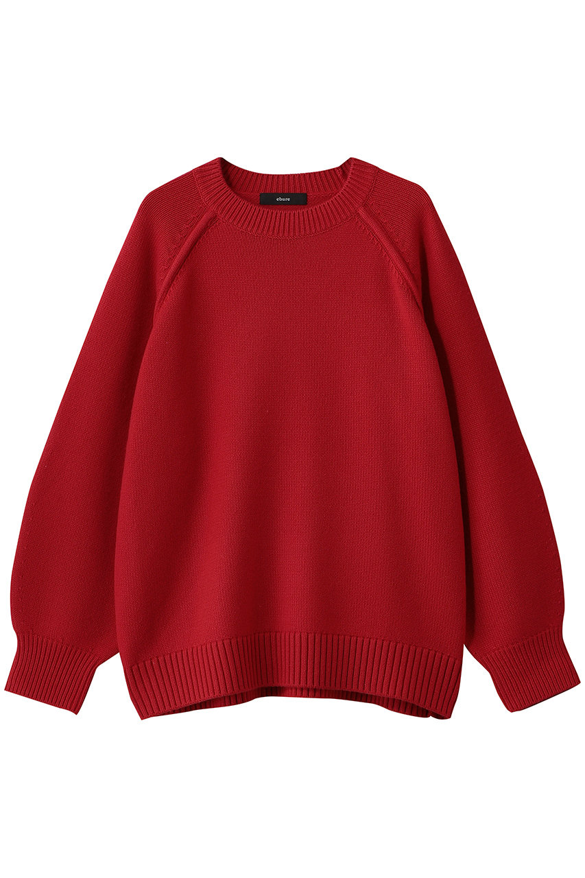 ebure ローゲージカシミア クルーネックニットプルオーバー (レッド, 38) エブール ELLE SHOP