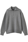 【予約販売】ローゲージカシミア ハーフジップニットプルオーバー エブール/ebure