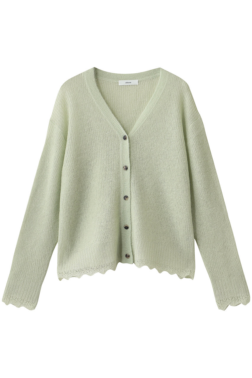 ebure ベビーアルパカシルク Vネックニットカーディガン (ライトグリーン, 38) エブール ELLE SHOP