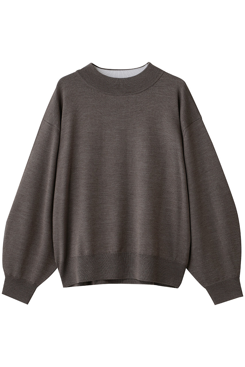 ebure ウールシルクカシミヤ ビルドアップネックニットプルオーバー (ライトブラウン, 38) エブール ELLE SHOP