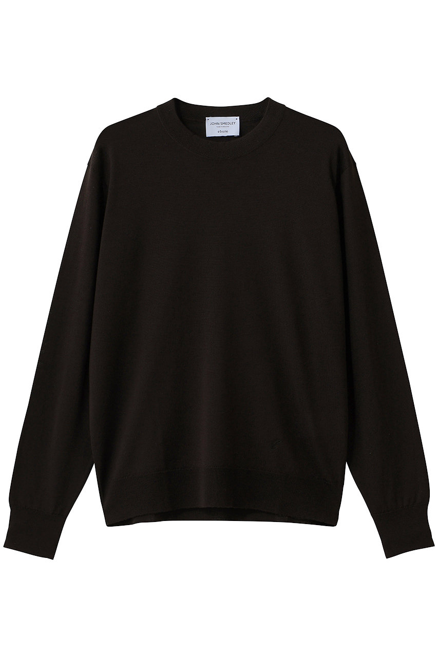 ebure 【ebure×JOHN SMEDLEY】クルーネックニットロングT (ブラウン, M) エブール ELLE SHOP