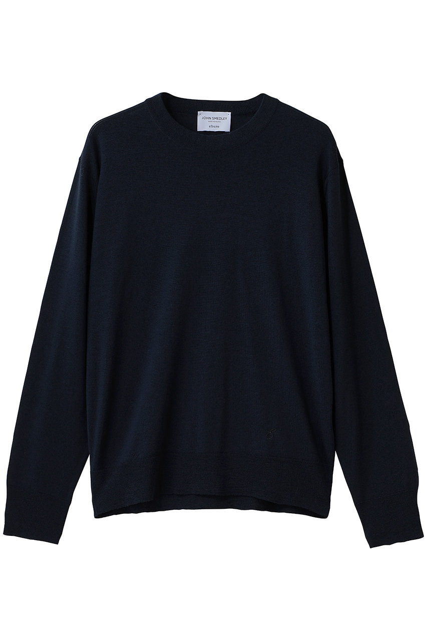 ebure 【ebure×JOHN SMEDLEY】クルーネックニットロングT (ネイビー, M) エブール ELLE SHOP