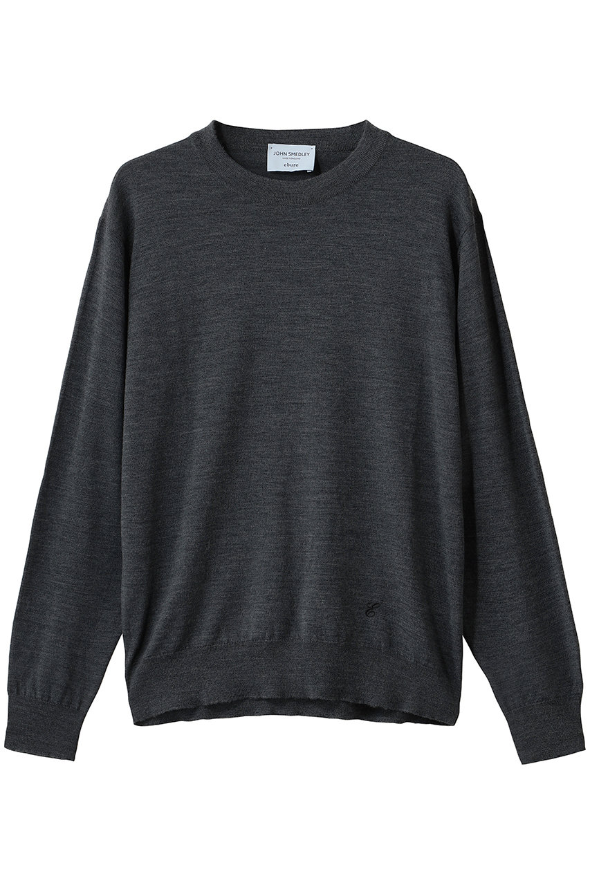 ebure 【ebure×JOHN SMEDLEY】クルーネックニットロングT (チャコールグレー, S) エブール ELLE SHOP