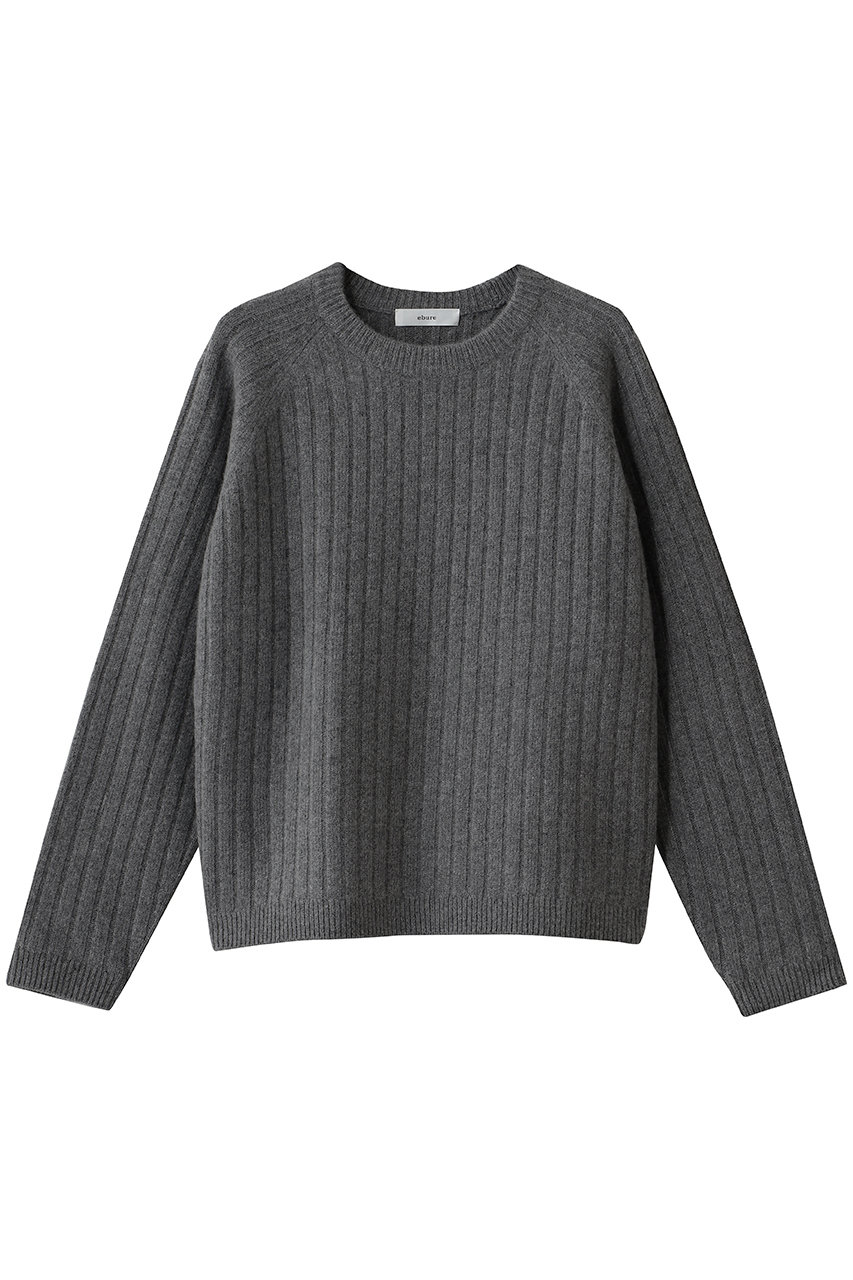 ebure ウールカシミヤミドルゲージ クルーネックニットプルオーバー (トップグレー, 38) エブール ELLE SHOP