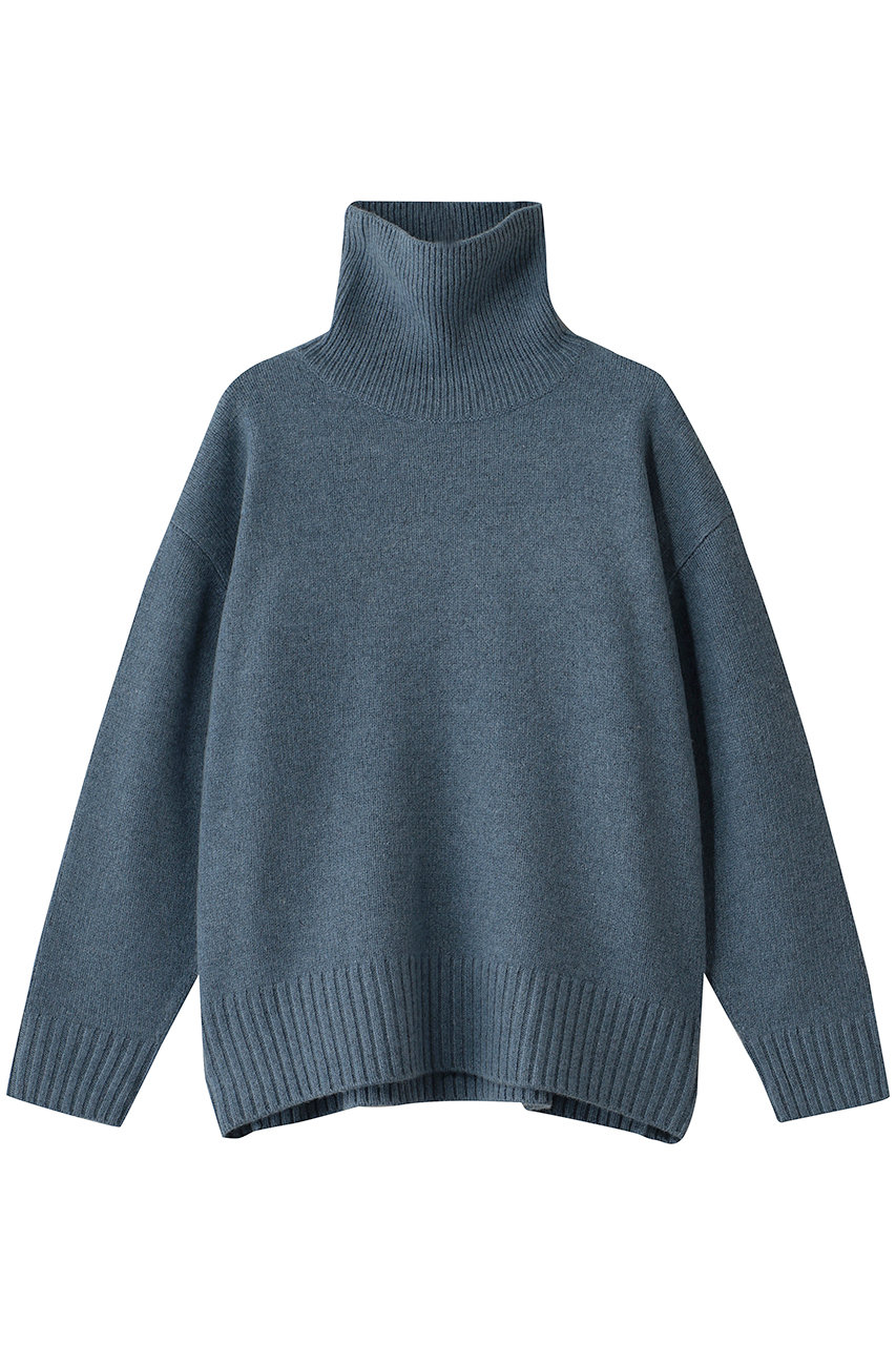 ebure ウールカシミヤミドルゲージ ハイネックニットプルオーバー (ブルー, 38) エブール ELLE SHOP