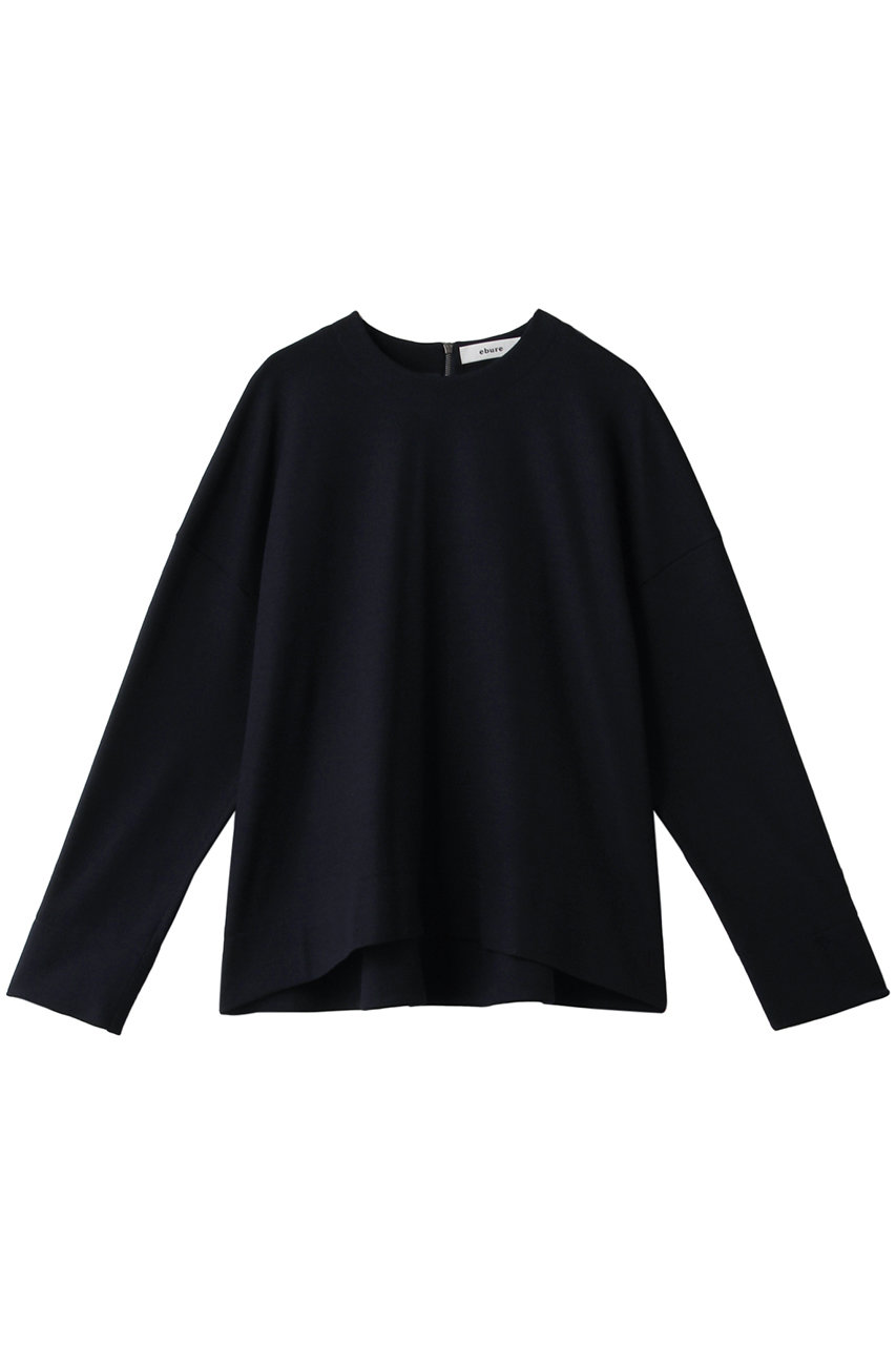 SALE 【30%OFF】 ebure エブール ウールスムース ロングスリーブカットソー ネイビー