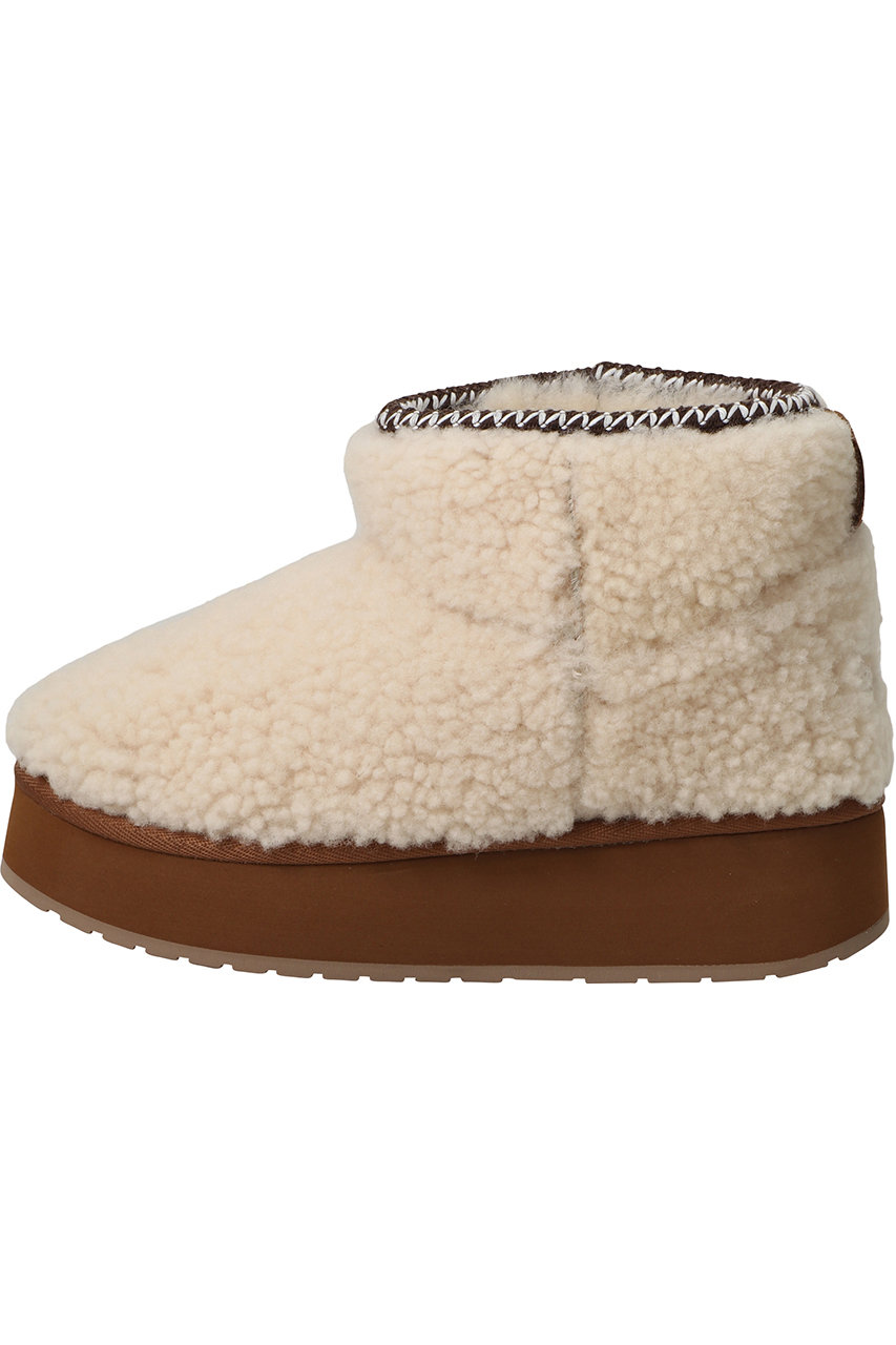 EMU Australia STINGER MICRO FLATFORM TEDDY ショートブーツ (ナチュラル, W7(24cm)) エミュ オーストラリア ELLE SHOP