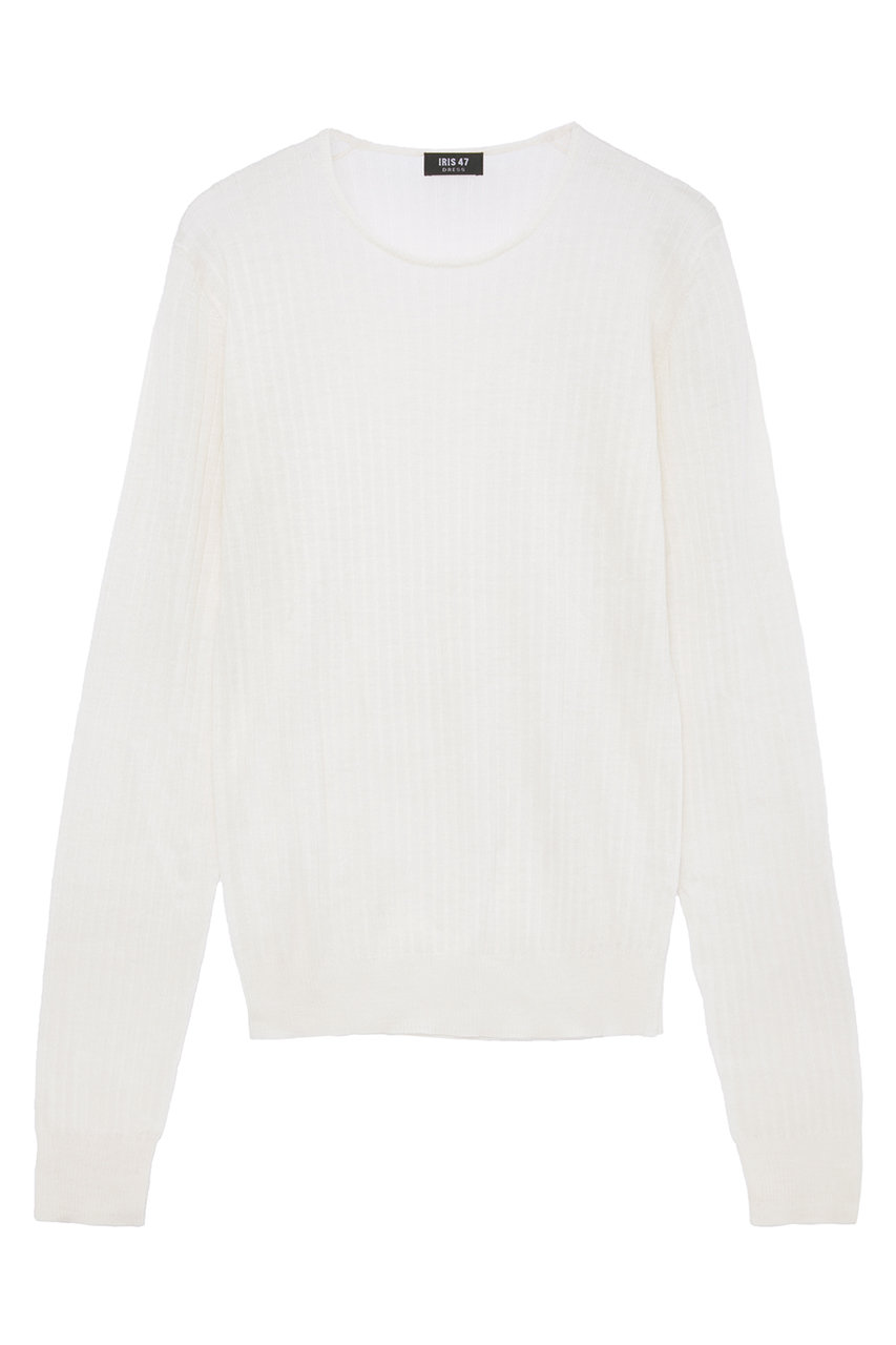 IRIS 47 カシミヤ シアーニットトップス (ホワイト, F) イリスフォーセブン ELLE SHOP