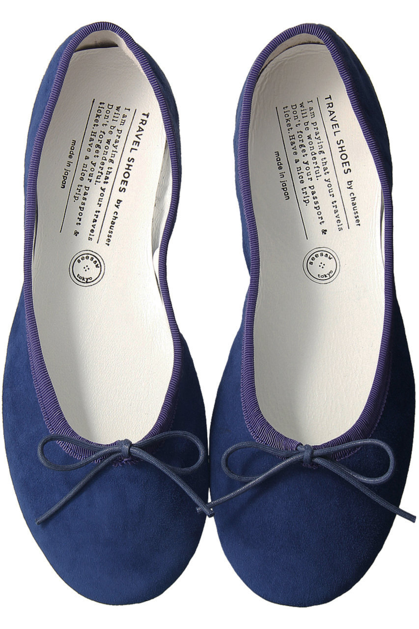 chausser ショセ 【TRAVEL SHOES by chausser】スエードバレエシューズ(レイン対応) ネイビー