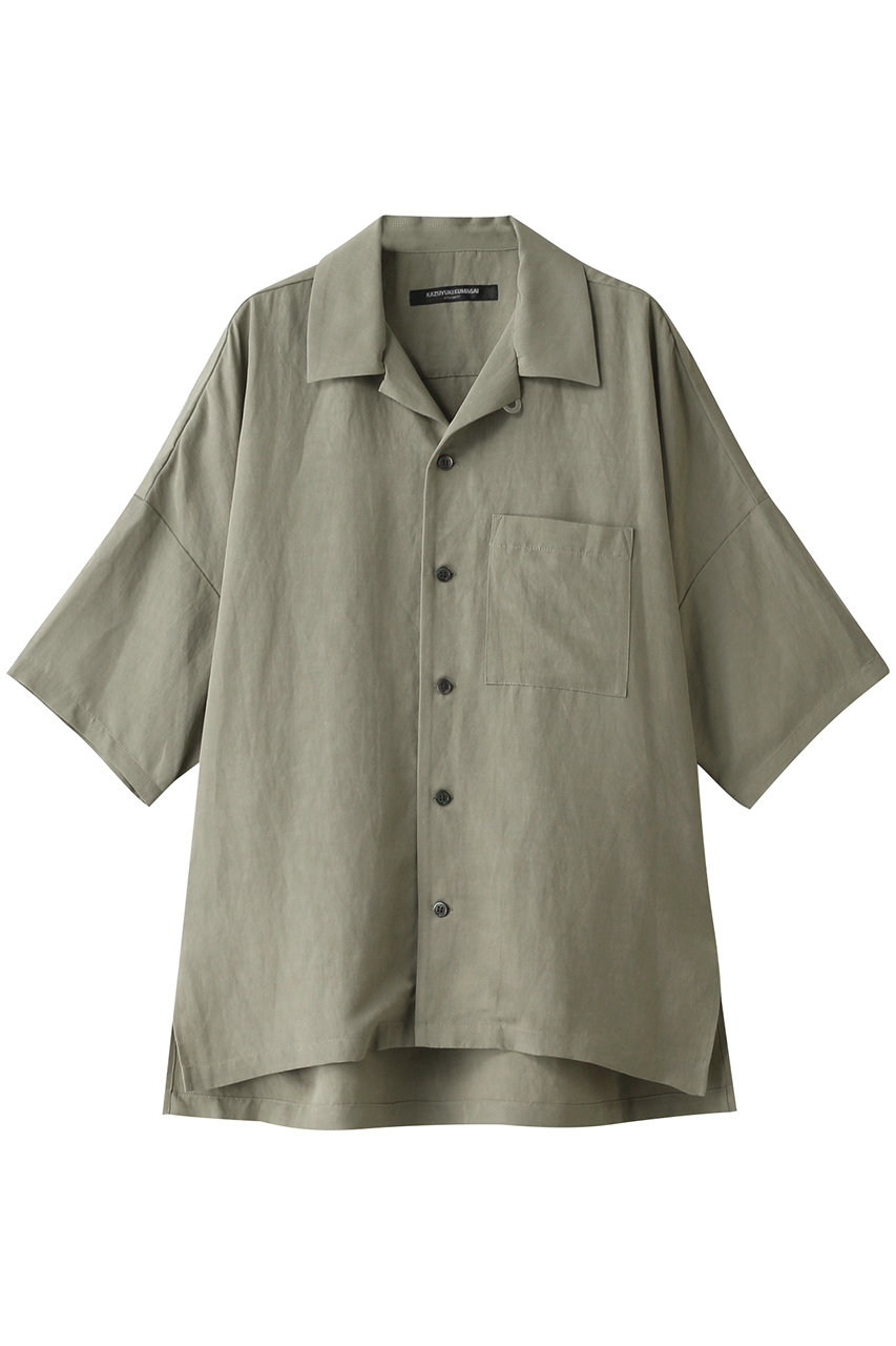 ATTACHMENT アタッチメント メンズ(MENS)【KAZUYUKI KUMAGAI】レーヨンリネンタンブラードロップショルダーオープンカラーシャツ ライトカーキ