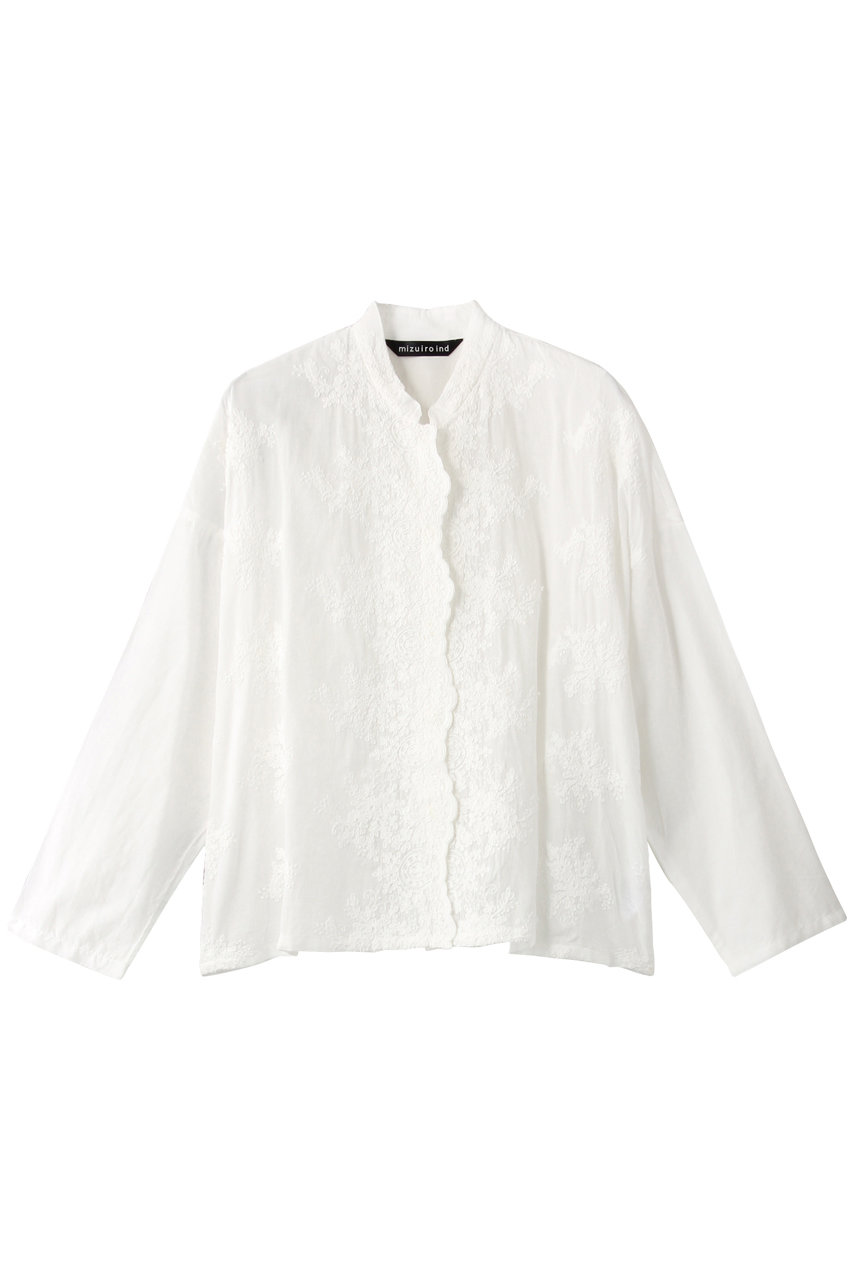 lace stand collar wide shirt シャツ