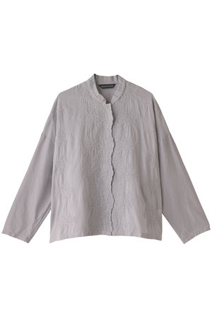 ミズイロインド/mizuiro indのスタンドカラーレースワイドシャツ(110400/110403)