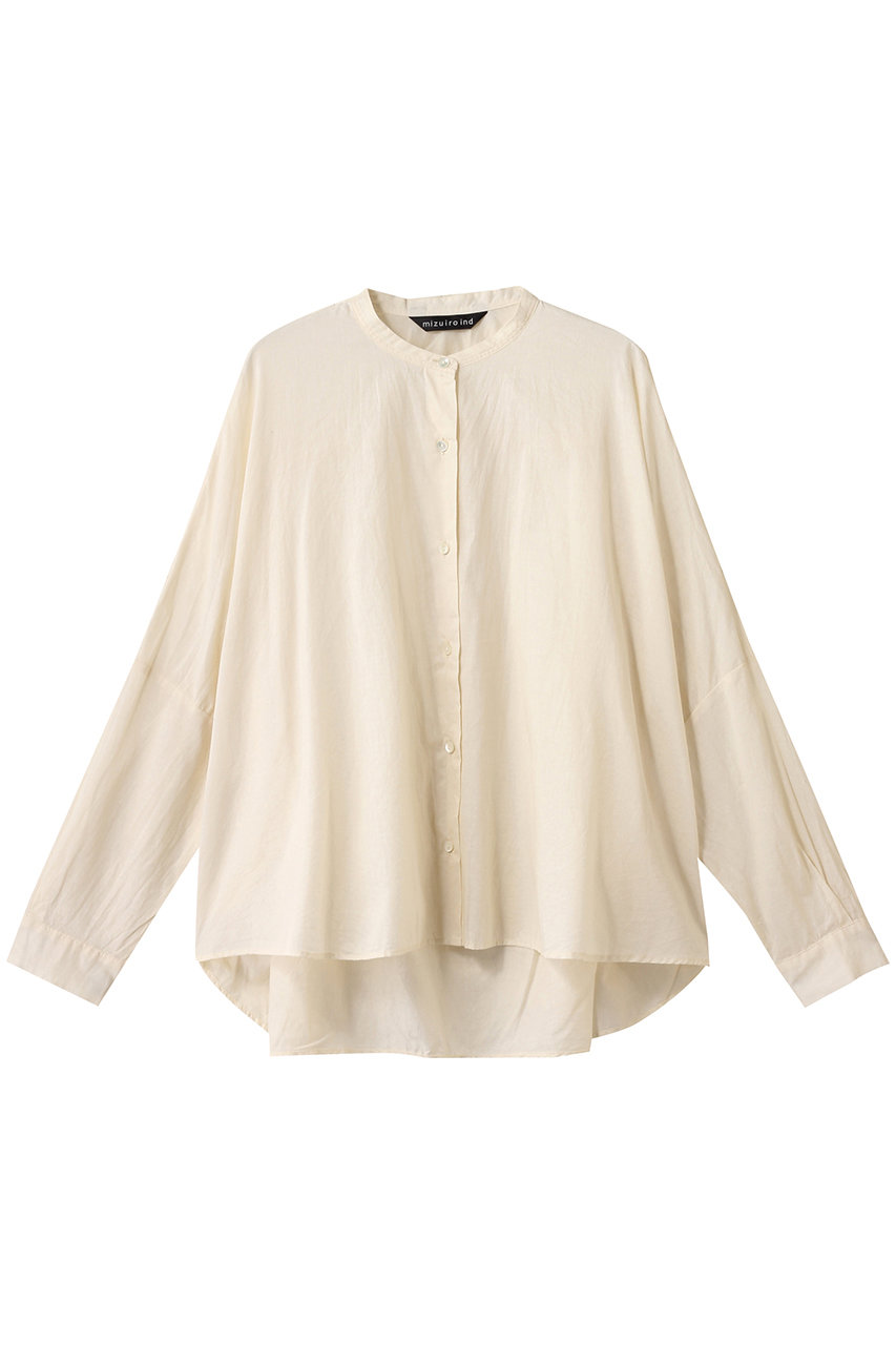 ミズイロインド/mizuiro indのバックギャザーワイドシャツ(ivory/1-238975)