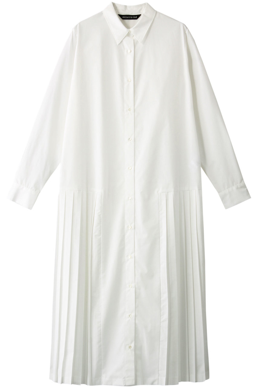 Mizuiro Ind ミズイロインド プリーツワイドシャツワンピース オフホワイト の通販 Elleshop エル ショップ