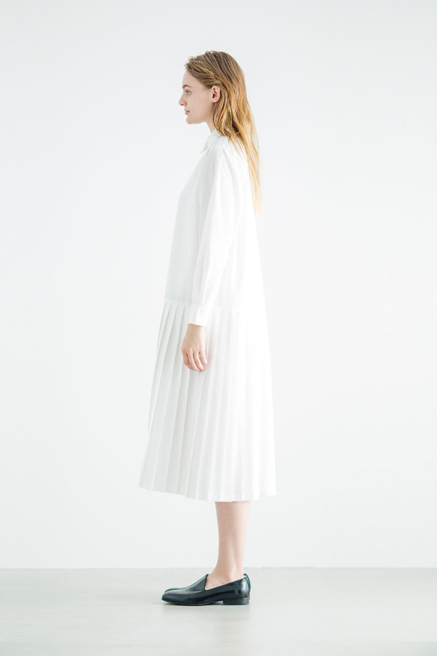 Mizuiro Ind ミズイロインド プリーツワイドシャツワンピース オフホワイト の通販 Elleshop エル ショップ