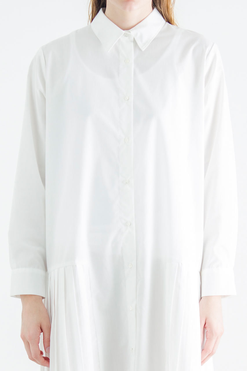 Mizuiro Ind ミズイロインド プリーツワイドシャツワンピース オフホワイト の通販 Elleshop エル ショップ