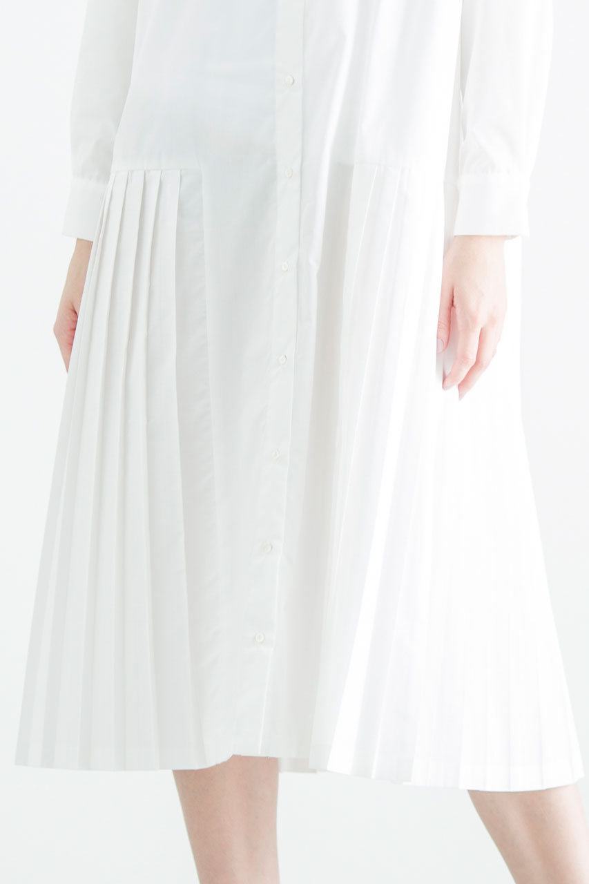 Mizuiro Ind ミズイロインド プリーツワイドシャツワンピース オフホワイト の通販 Elleshop エル ショップ